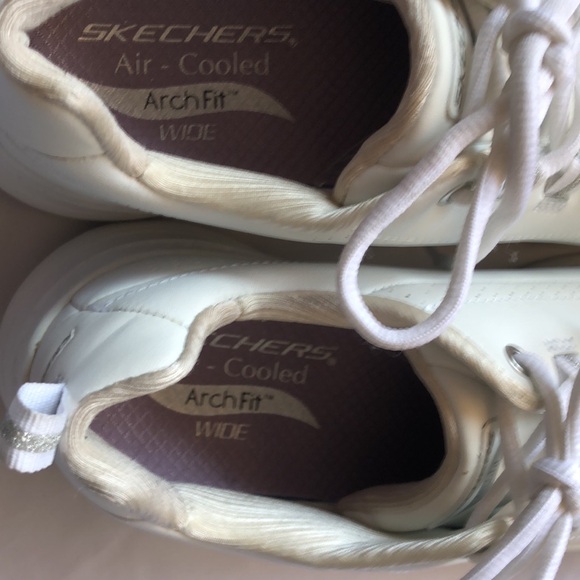 Women’s Skechers ArchFit citi drive Air Cooled WHITE SILVER sneakers Size 8 - Picture 7 of 8